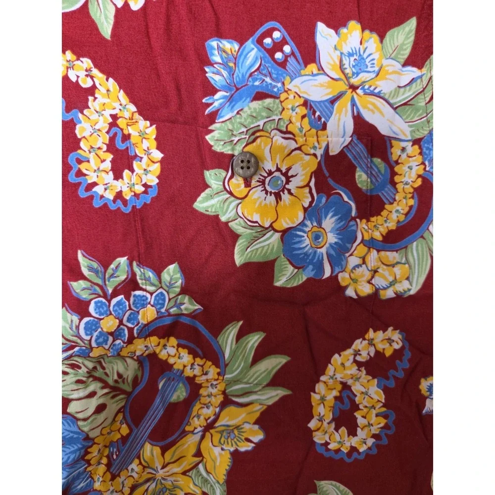 VTG‎ Polo Ralph Lauren Mens L Hawaiian Camp Shirt Button Down Red Tropical